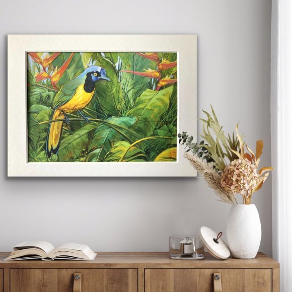 8x10" Colombia Cafe Quindio Art Print (w/mat): Green Jay- HOME - Picture 6 of 8